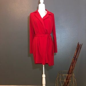 Red wrap dress